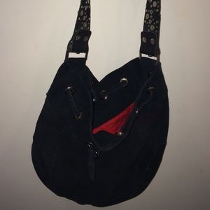 Black leather shoulder bag