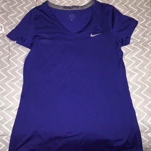 Blue nike pro workout shirt