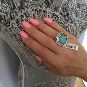 Natural turquoise stone ring