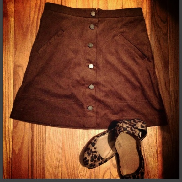 💋Brown faux suede mini skirt