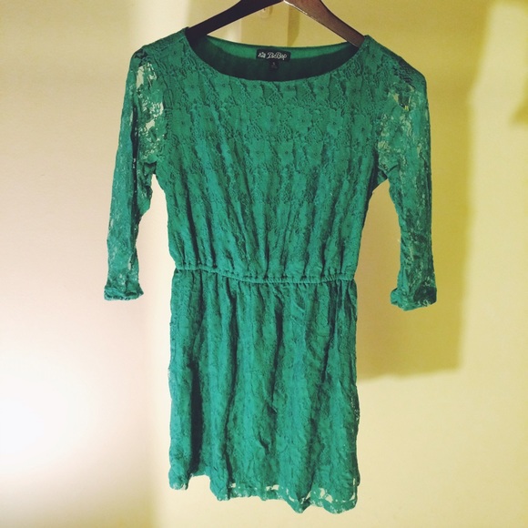Teal Lace Midi Dress