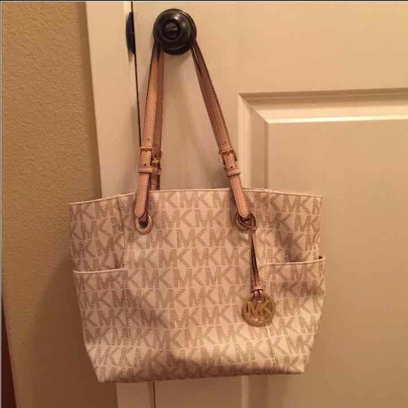 MK white Jet Set logo Tote