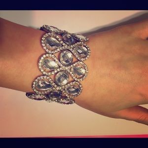 Silver and diamond bracelet
