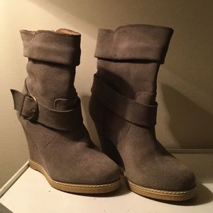Kelsi Dagger grey platform wedge bootSALE
