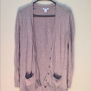 Heathered beige long boyfriend style cardigan