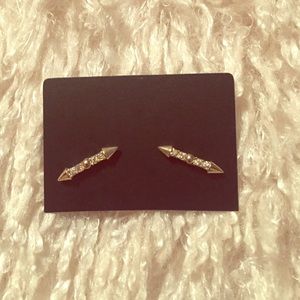 Spear gold CZ earrings