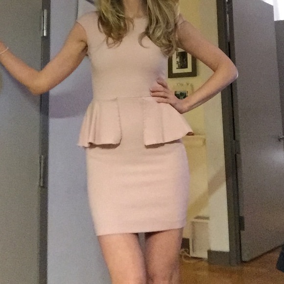 Pretty pale pink Zara collection mini peplum dress