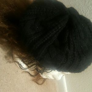 Black knitted beanie hat