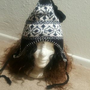 Black and white knitted cap