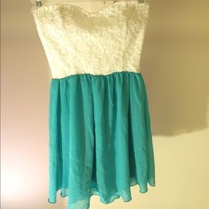 Teal Strapless Dress