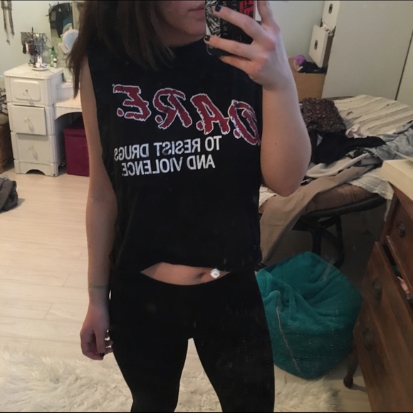 relaxed fit black cut off DARE muscle tank