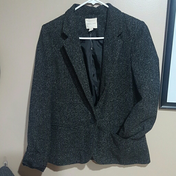 Silence and noise faux wool dark grey blazer