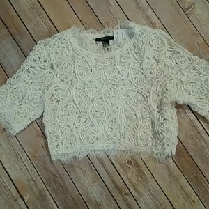 White Size Large Forvever 21 Lace Crop Top