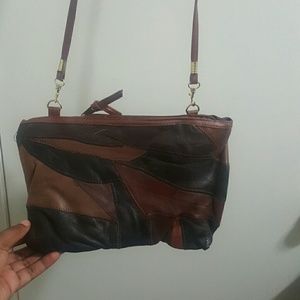 Long strap leather purse