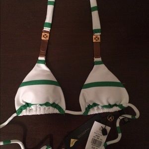 NEW Paula Hermanny green/white striped bikini top