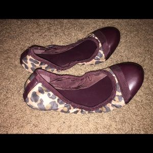 Loft flats. Wine colored with leopard print size 9