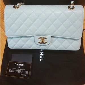 SOLD❌❌Chanel medium double flap Caviar - Mint
