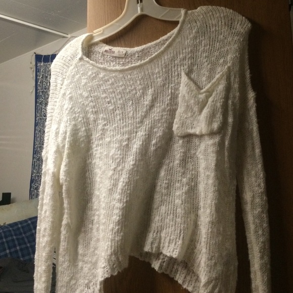 Hollister White knitted crop top