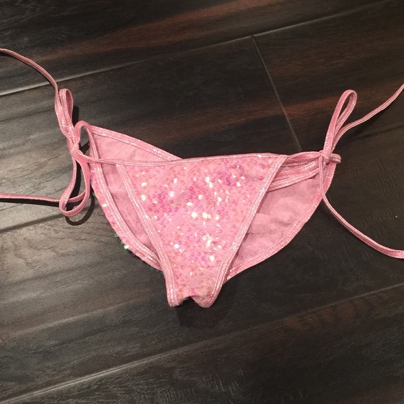 Pink Sequin Scrunchy Tie Bottoms