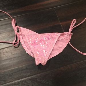 Pink Sequin Scrunchy Tie Bottoms