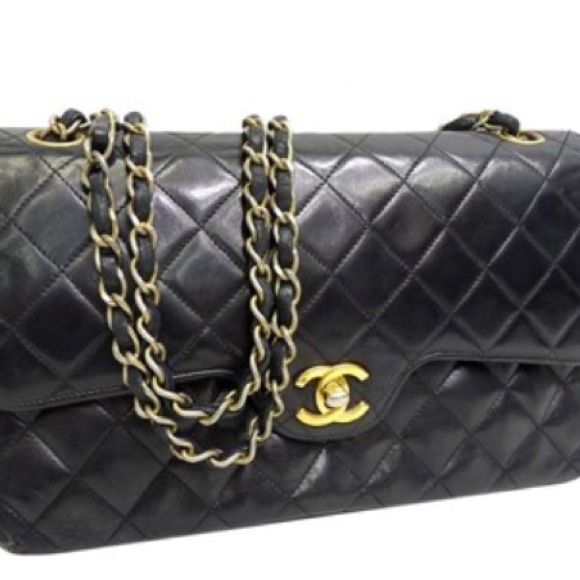 Vintage Chanel double flap lambskin bag!