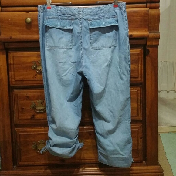 "SOLD" 💀Capri Jeans With Tie Bunching Cuff sz 14 - Picture 2 of 3