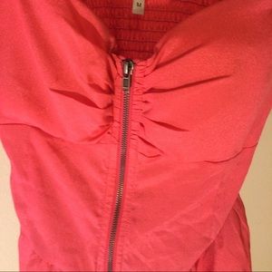 Pink Zippered 1-inch Strap Blouse