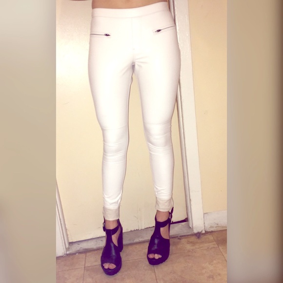 White faux leather club leggings (super soft)