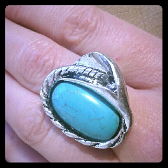 New..Turquoise adjustable fashion ring - Picture 1 of 1