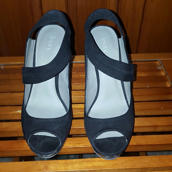 Size 8 black suede heels by Levity