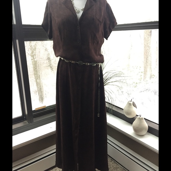 💚Ralph Lauren 100%Silk Maxi Shirt Dress
