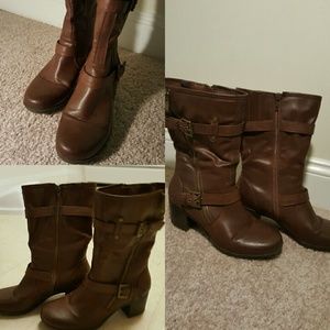 G.H. Bass Brown Boots with buckle detail, Size 8.5