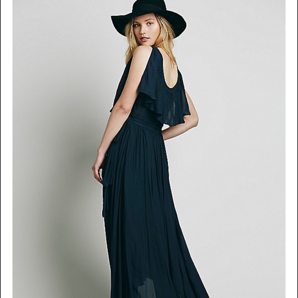 ❤️SOLD❤️Free People Midnight Fiona Maxi Wrap Dress - Picture 2 of 4