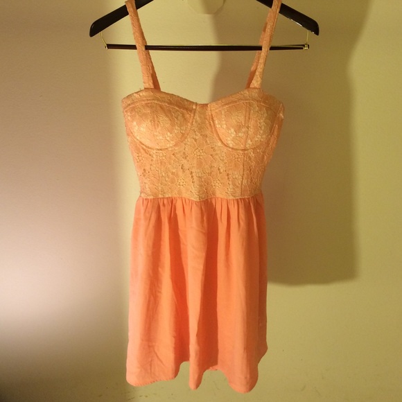 Peach Corset Top Mini Dress
