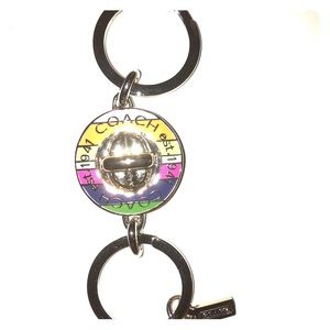 Coach Legacy Stripe Enamel Turnlock Valet Keychain