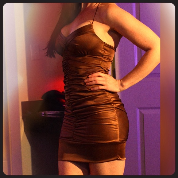 Brown halter mini dress Sz S