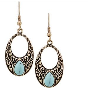 Antique Gold Oval Earrings