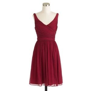 J Crew Heidi Dress Silk Chiffon Red Wild Beet
