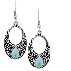Antique Turquoise stone silver earrings