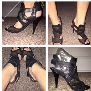 Edgy open toe heels