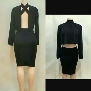 $3.99 Shipping! Black High Waist Skirt Set