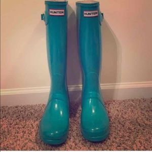 Teal authentic hunter rain boots