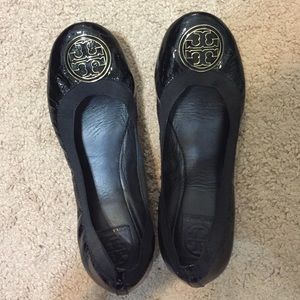 Tory Burch Black Caroline Flat size 10