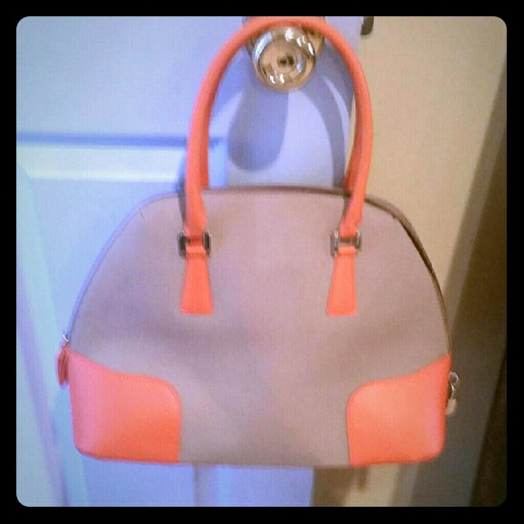 Orange and tan handbag