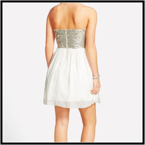 Sequin Seetheart Neckline Strapless Dress Size 3 - Picture 3 of 4