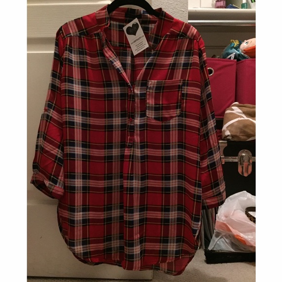 NWT Riff Raff Flannel Silk Top
