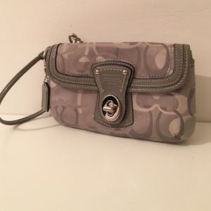 Grey Coach wristlet clutch