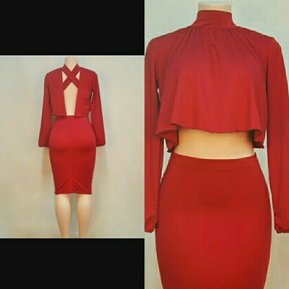 Red High Waist Skirt Set ? It Girl