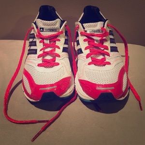 Red and White Adidas Running Shoes!