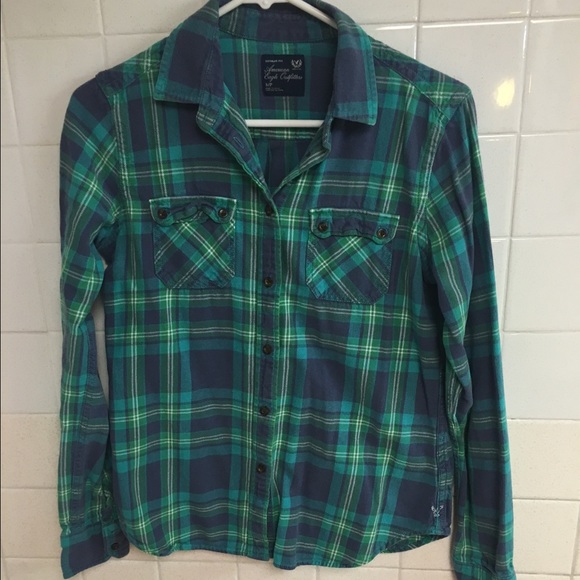 Blue plaid flannel shirt